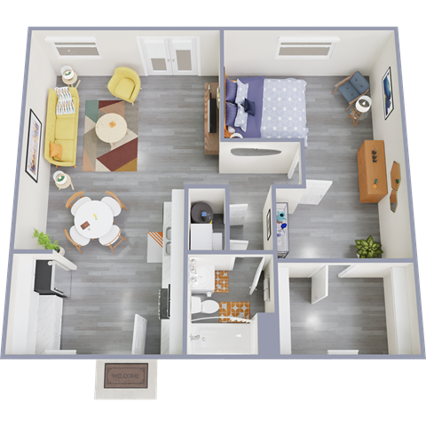 an overhead view of our 1 bedroom apartment at university gardens in tempe